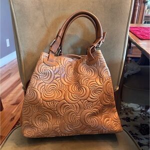 Italian Embossed Tan Keather Handbag